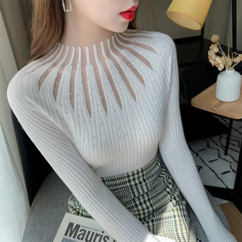 All-match Lace Rhinestone Bottoming Shirt Women