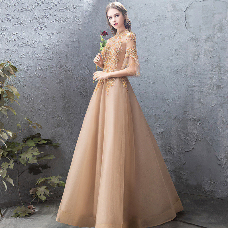 Evening Dress Female Golden dress