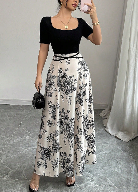 Women's Dress Slimming French Floral Long