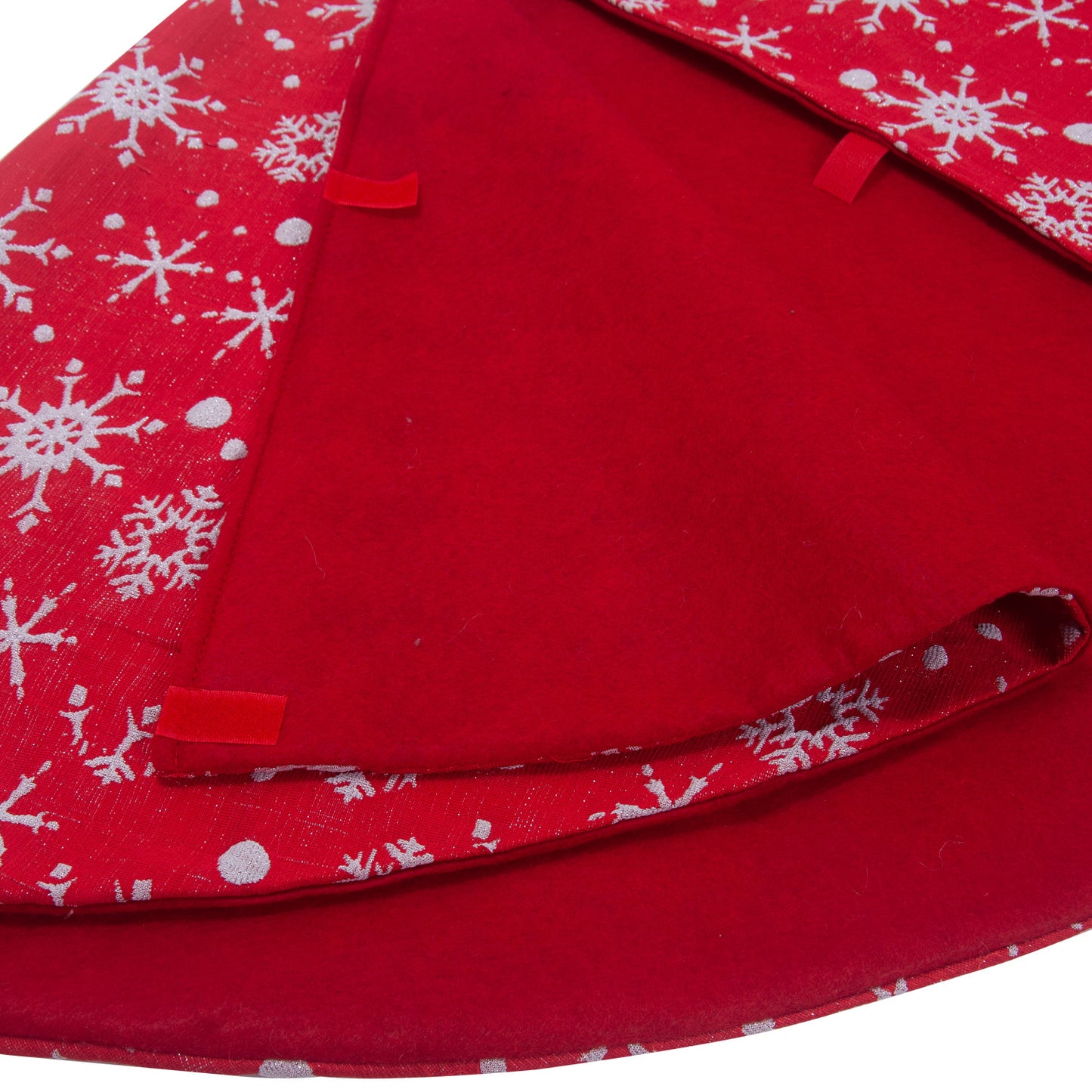 Christmas Non-woven Fabric White Color With Red Outsole Snowflake Tree Skirt