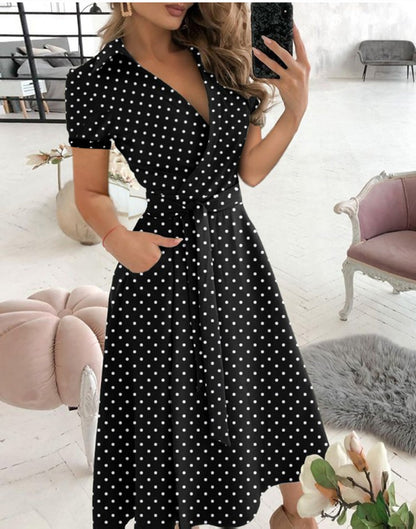 Fashion Long Sleeve V-neck Dress