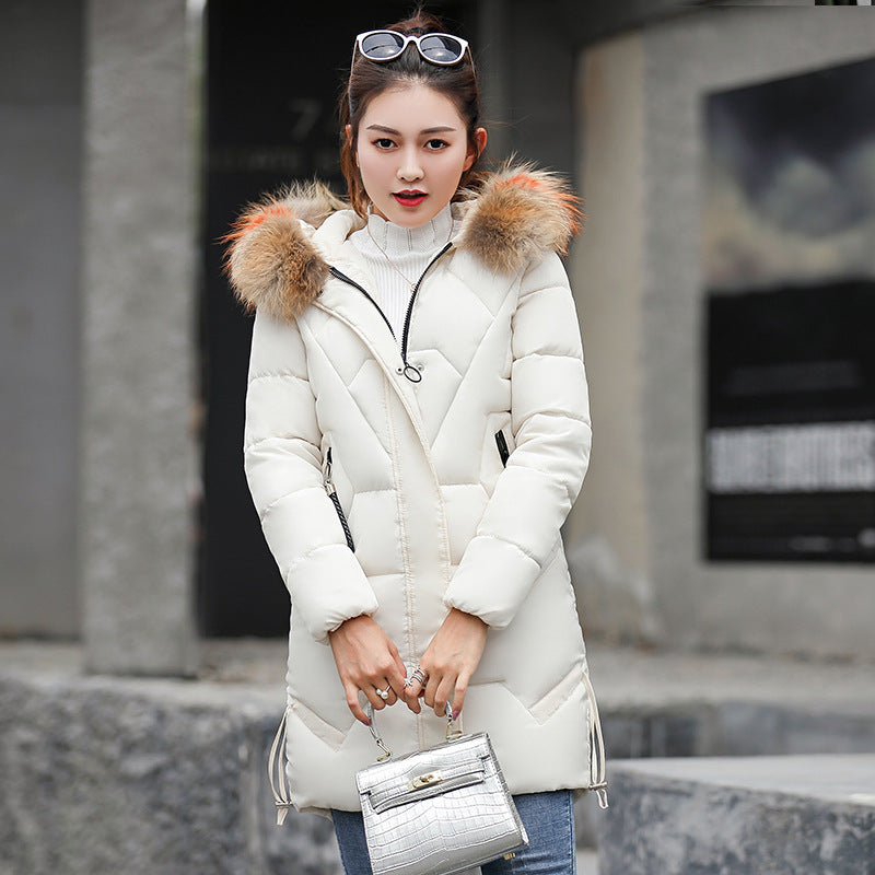 Thick Mid-length Slim-fit Women's Korean-style Small Cotton-padded Jacket