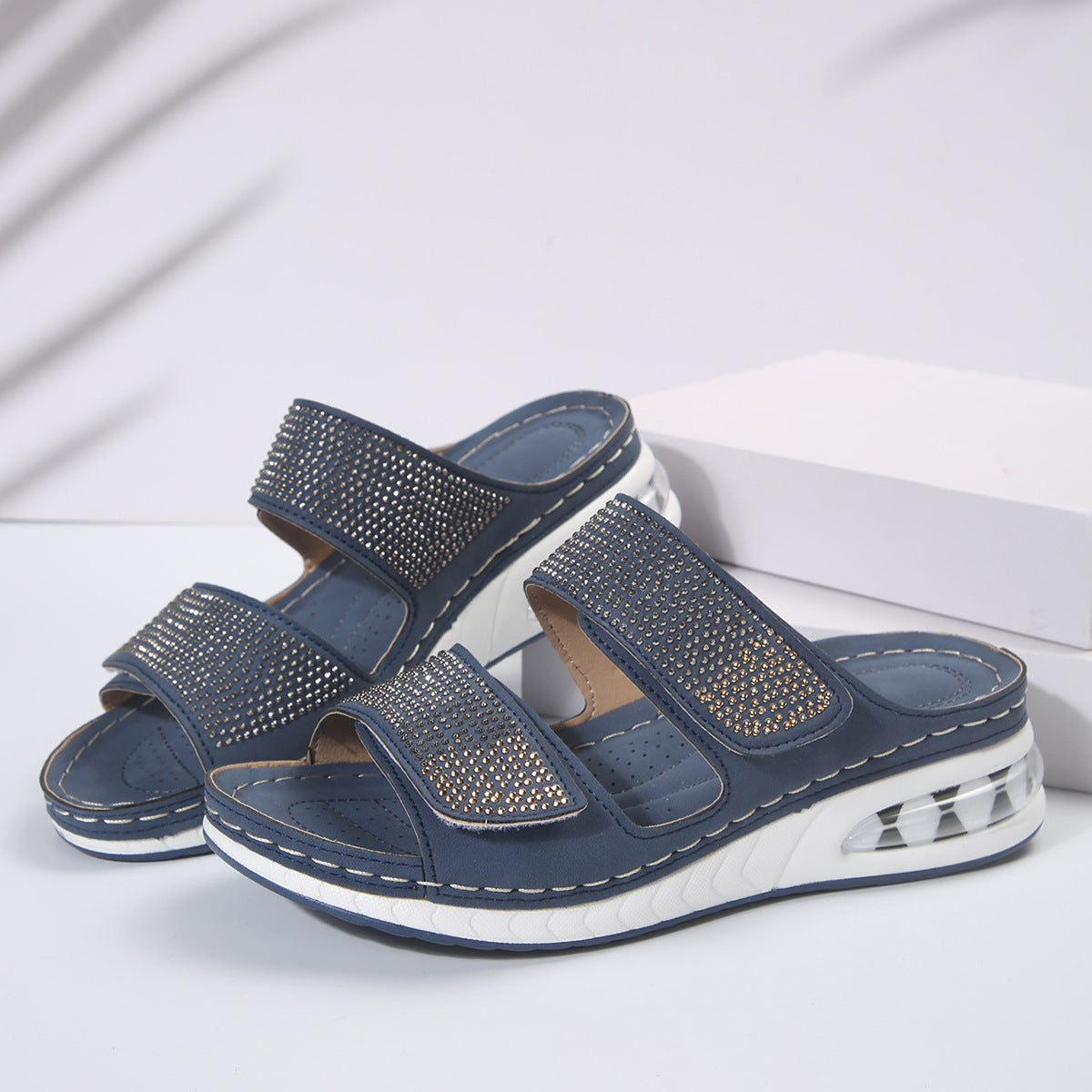 Wedges Sandals Summer Casual Rhinestone Slides