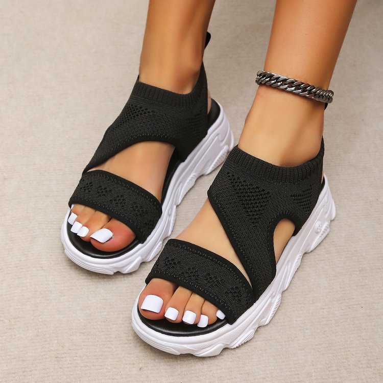 Slip-on Peep Toe Wedge Fly Woven Mesh Casual Women