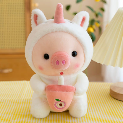 Cute Drinking Milk Tea Pig Plush Toy