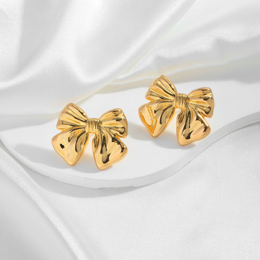 Bow Earrings Copper Plating 18K