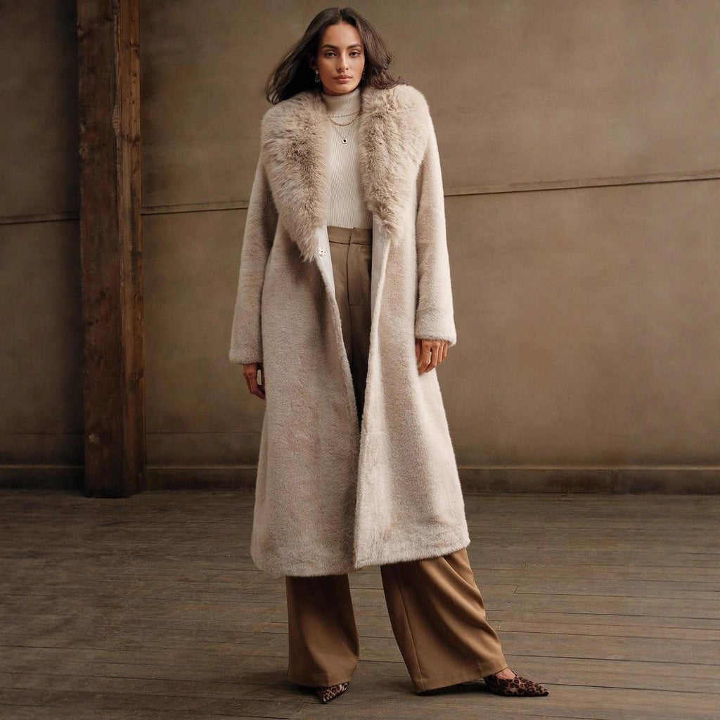 Elegant Trendy Autumn And Winter Casual Faux Fur Coat