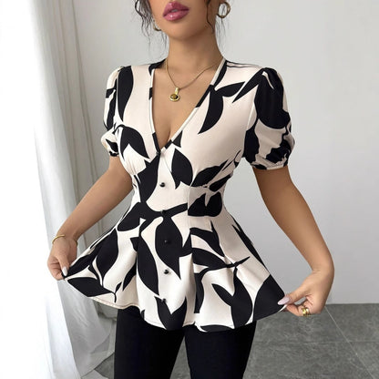 Summer Womens Printed Shirts From Europe And America