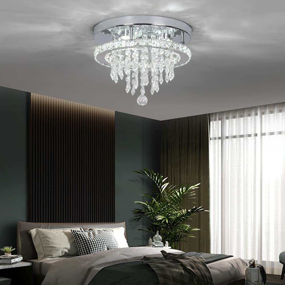 Crystal Ceiling Lamp Round Light Luxury Creative Bedroom Lamps