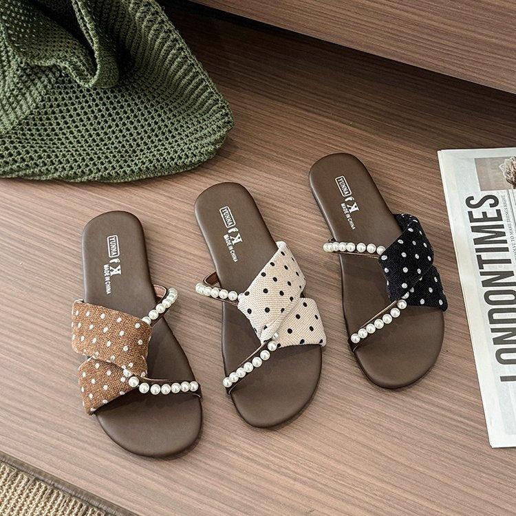 lat Slippers For Women, Fairy Style One-Strap Slide Sandals,