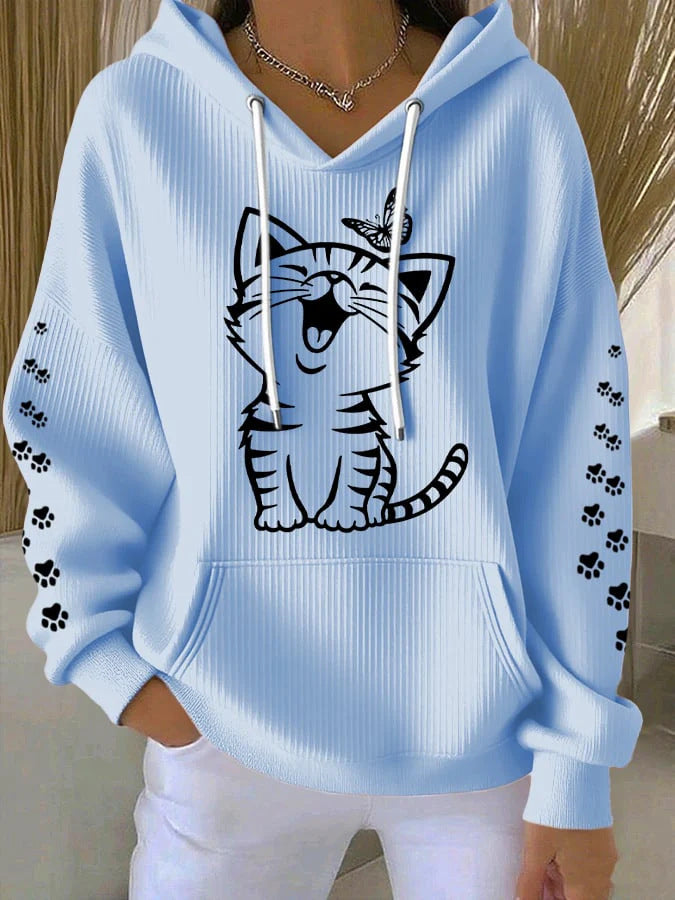 Women's Printed Casual Waffle Hoodie