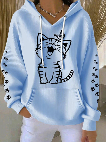 Women's Printed Casual Waffle Hoodie