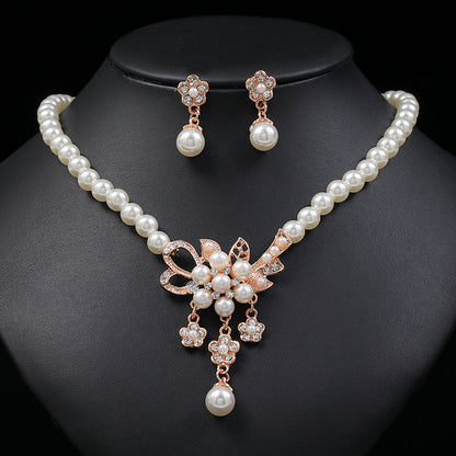 Pearl Flower Necklace Earring Set