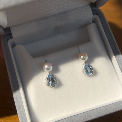 Sterling Silver Diamond Pearl Earrings for Women