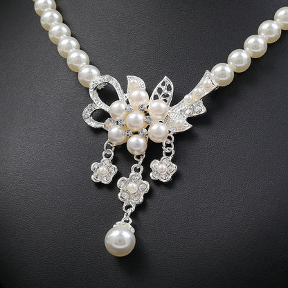 Pearl Flower Necklace Earring Set