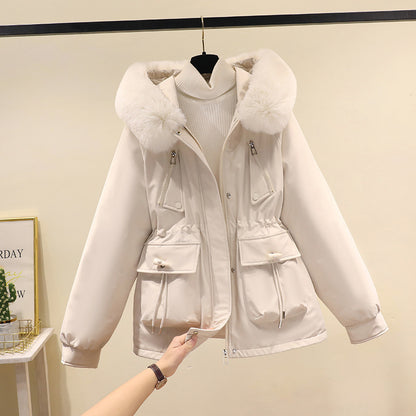 Women's Fashion Velvet Padded Thick Fur Coat