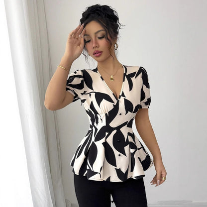Summer Womens Printed Shirts From Europe And America