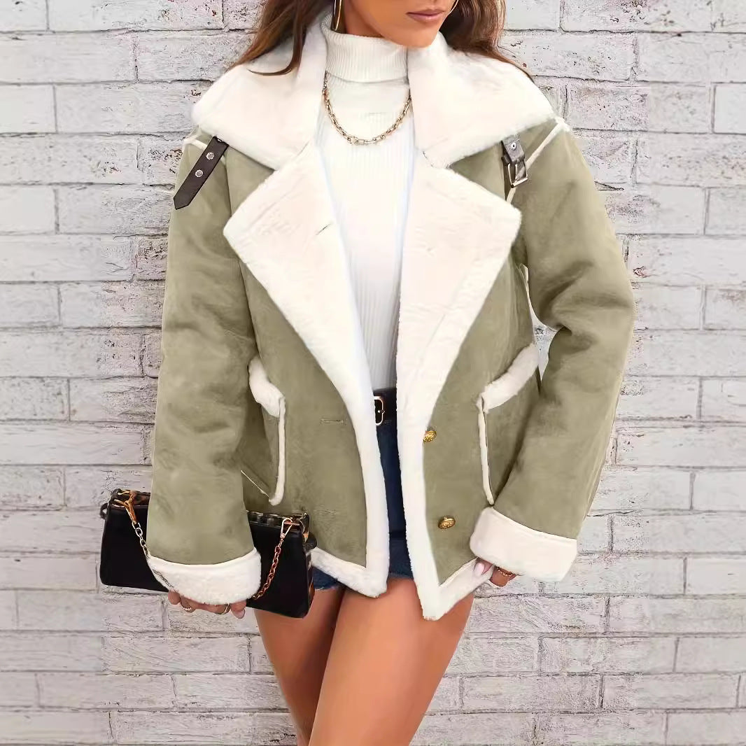Collar Plush Jacket Winter Warm Casual Jacket