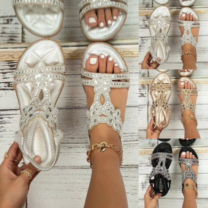 Women's Bohemian Rhinestone Casual Flower Sandals