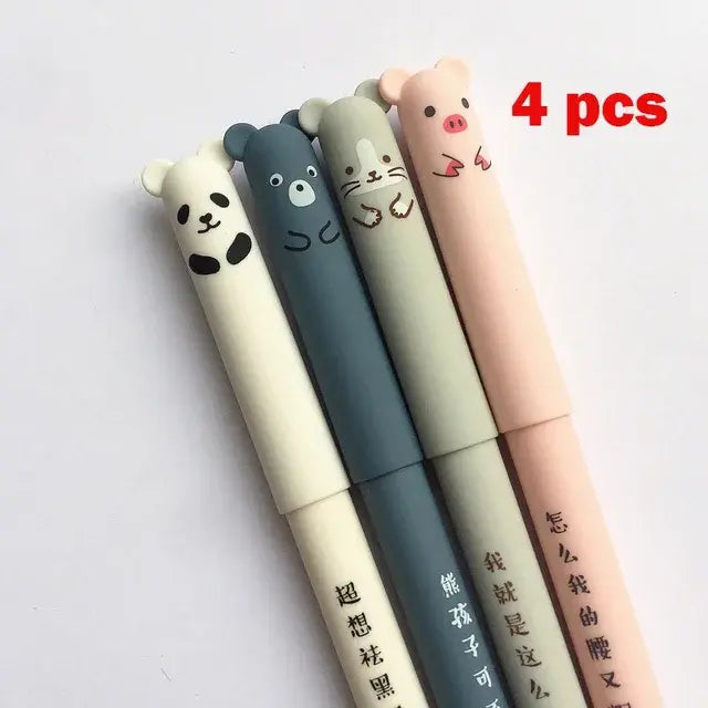 Kawaii Animal Erasable Gel Pen Set: Office Stationery