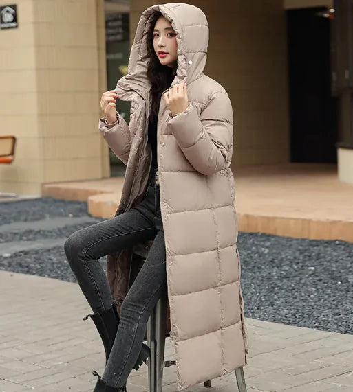 Women's Long Down Jacket with Hood