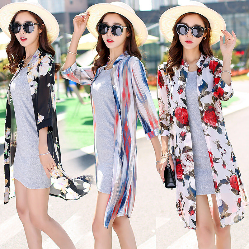 Women's Chiffon Printed Cardigan Sun Protection Jacket