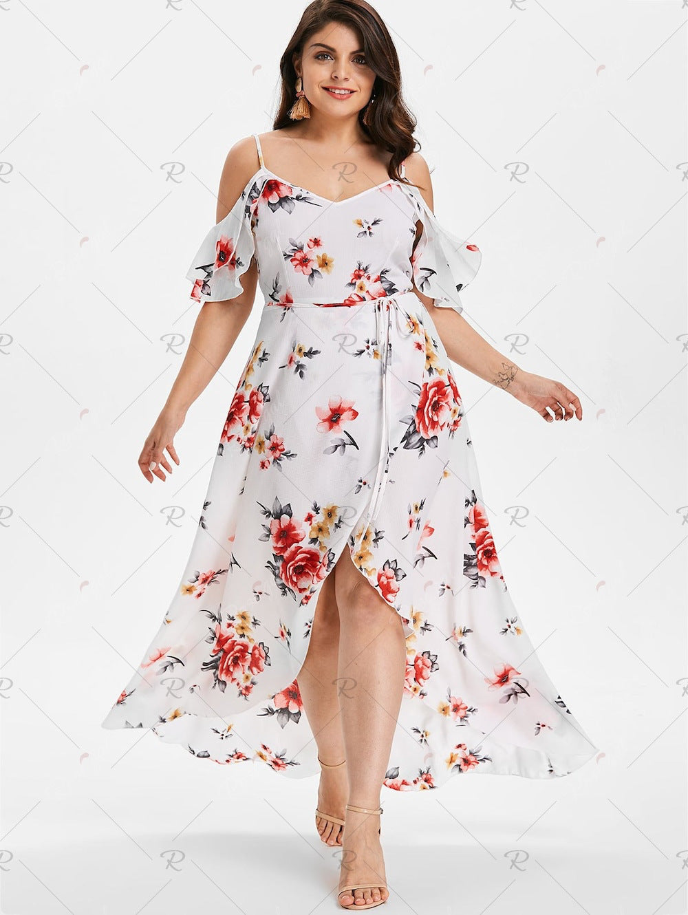 Plus size bohemian ruffled dress