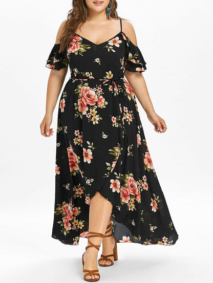 Plus size bohemian ruffled dress