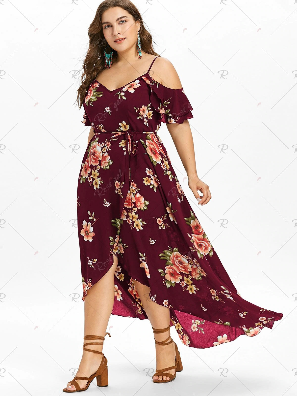 Plus size bohemian ruffled dress