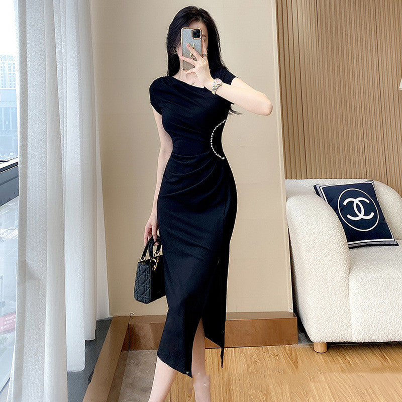 Dress With Waistband Slim Fit And Buttocks Wrapped Temperament