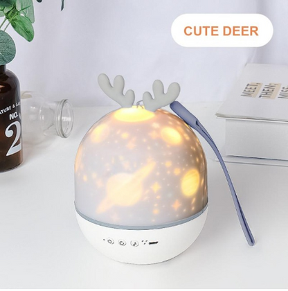 USB charging cute rabbit projection lamp LED projector rotating