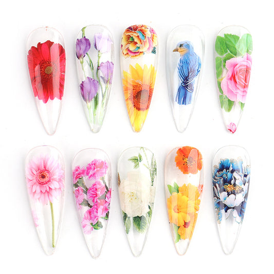 Nail Sticker Ins Retro  Floral Rose Nail Lace Paper Star Transfer Paper Nai