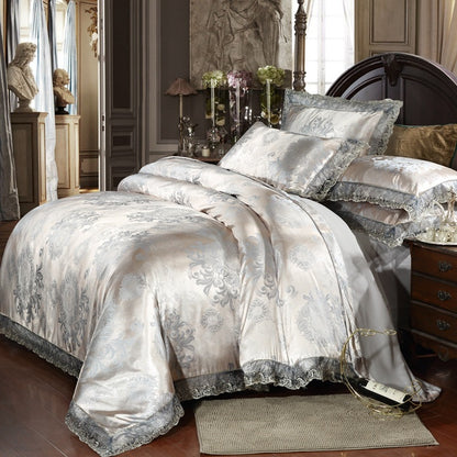 Satin Jacquard Three-Piece Fitted Sheet Set Bedding Set