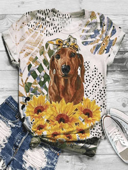 Cute Printed Short Sleeved T-shirt