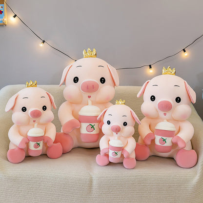 Creative Milk Tea Pig Plush Toy Cute