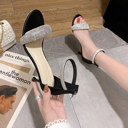 Women's Korean Fashion Sandals Round Toe High Heels