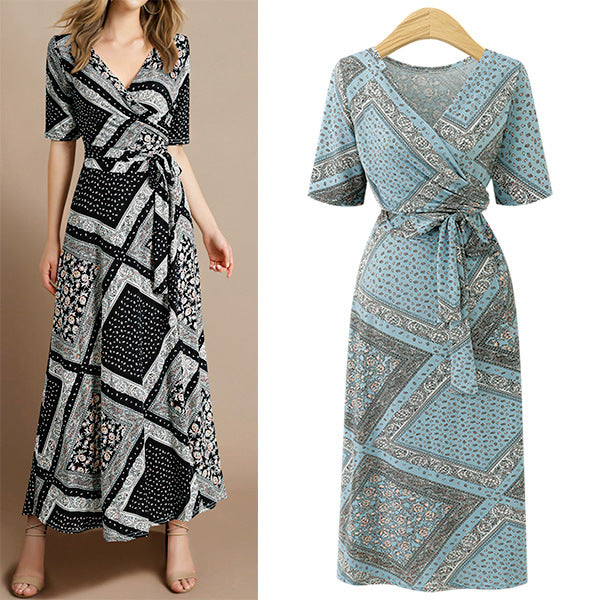 women printed long Dress.