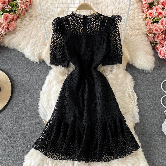 Women's Temperament Standing Collar Lace Dress