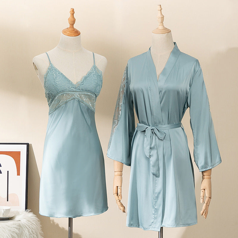 Women's Summer Sleeping Gown Two Piece Hanging Strap Set