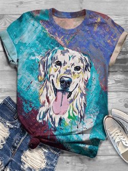 Cute Printed Short Sleeved T-shirt