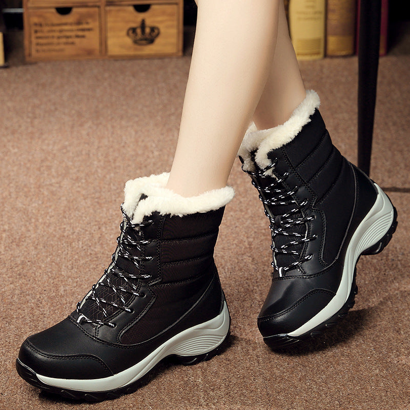 Plus velvet high-top women's shoes waterproof snow boots