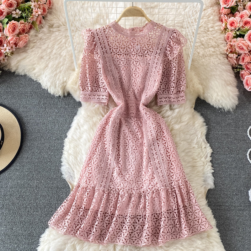 Women's Temperament Standing Collar Lace Dress