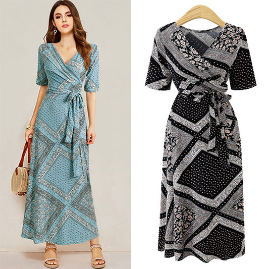 women printed long Dress.