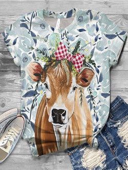 Cute Printed Short Sleeved T-shirt