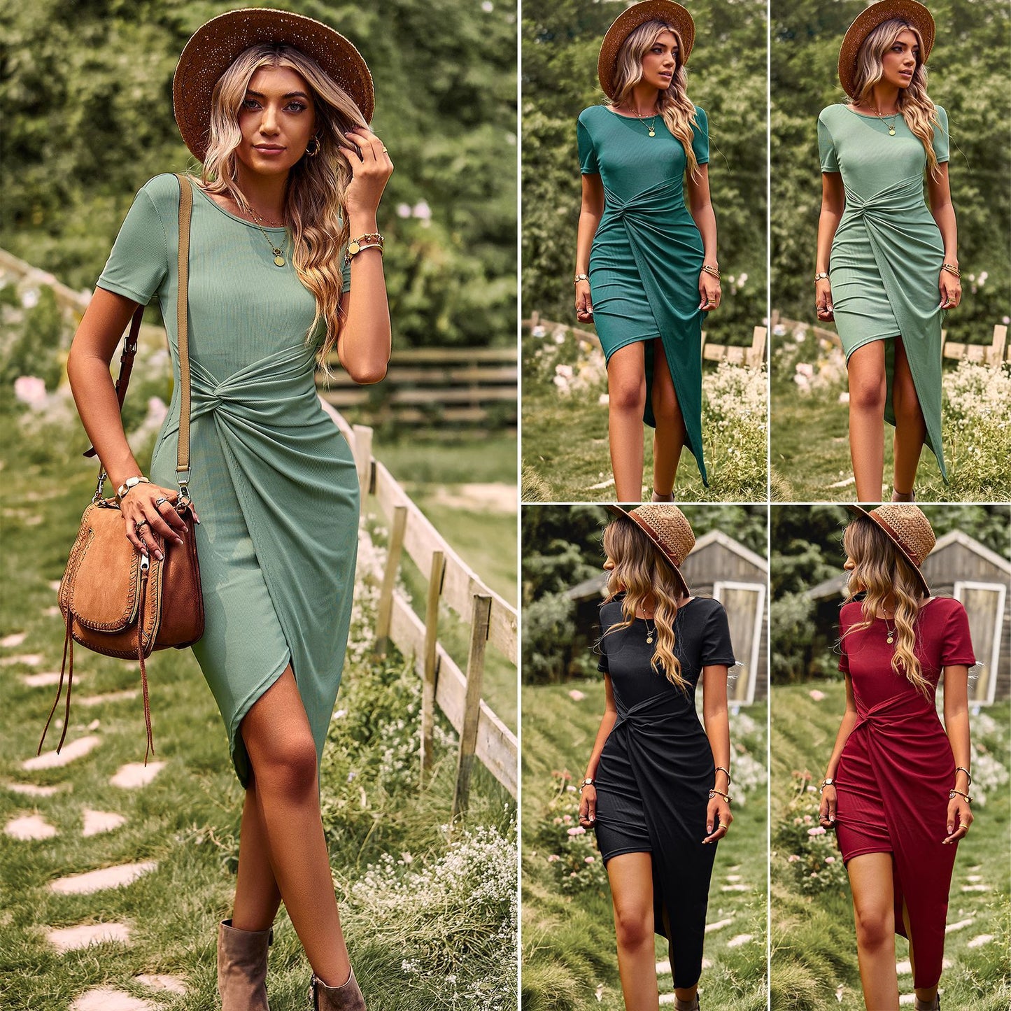 Spring And Summer High Elastic Casual Knitted Dress