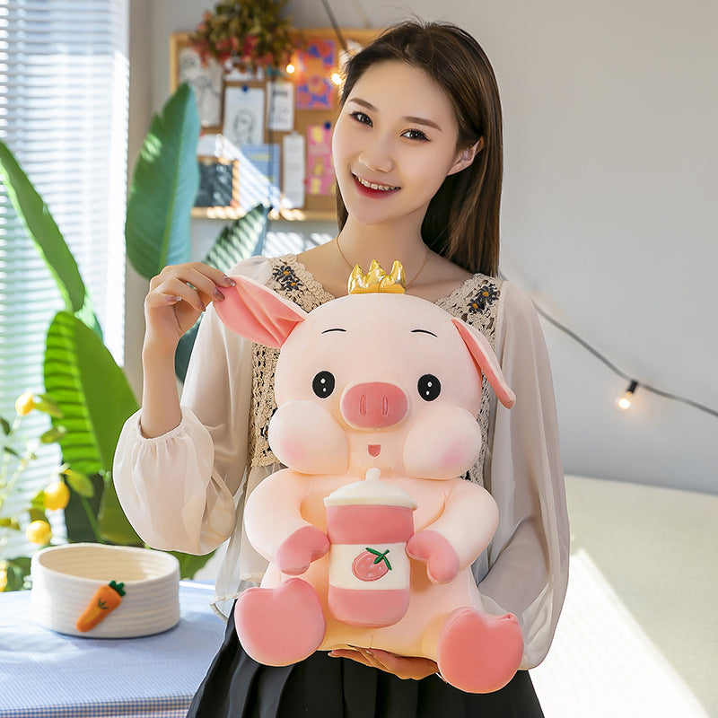 Creative Milk Tea Pig Plush Toy Cute