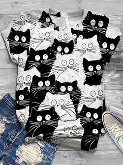 Cute Printed Short Sleeved T-shirt