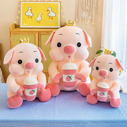 Creative Milk Tea Pig Plush Toy Cute