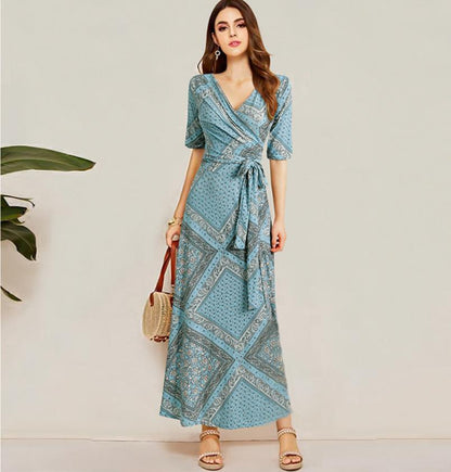 women printed long Dress.