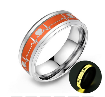 ECG Couple Carbon Fiber Ring Luminous Jewelry